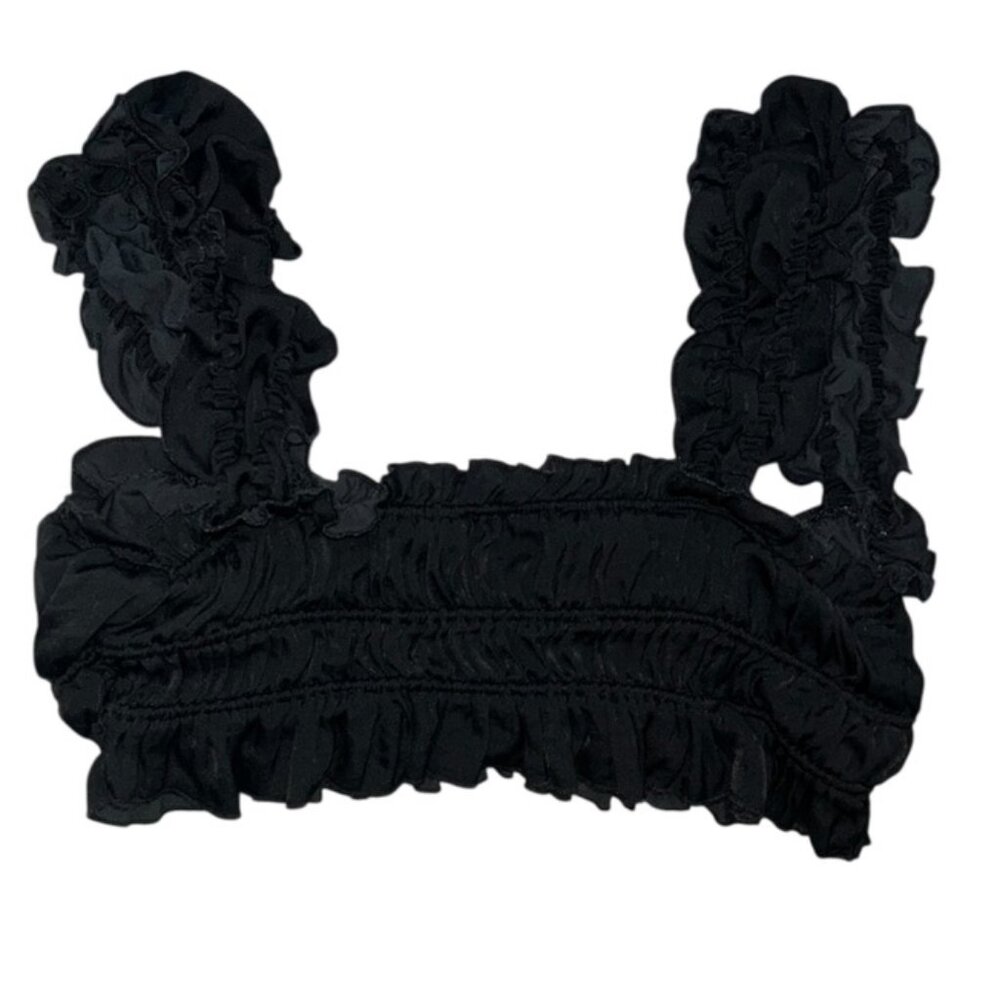 Free People Intimately black ruched ruffle bustier bra S